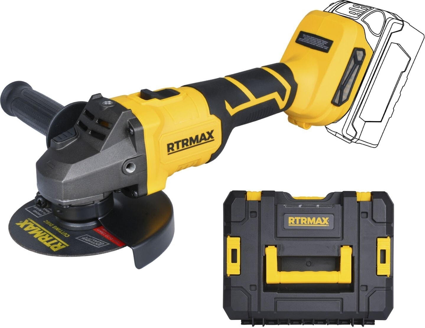 RTRMAX RTS5050B Şarjlı Avuç Taşlama Makinası Kömürsüz 125 mm 8.500 Rpm - Akü Hariç