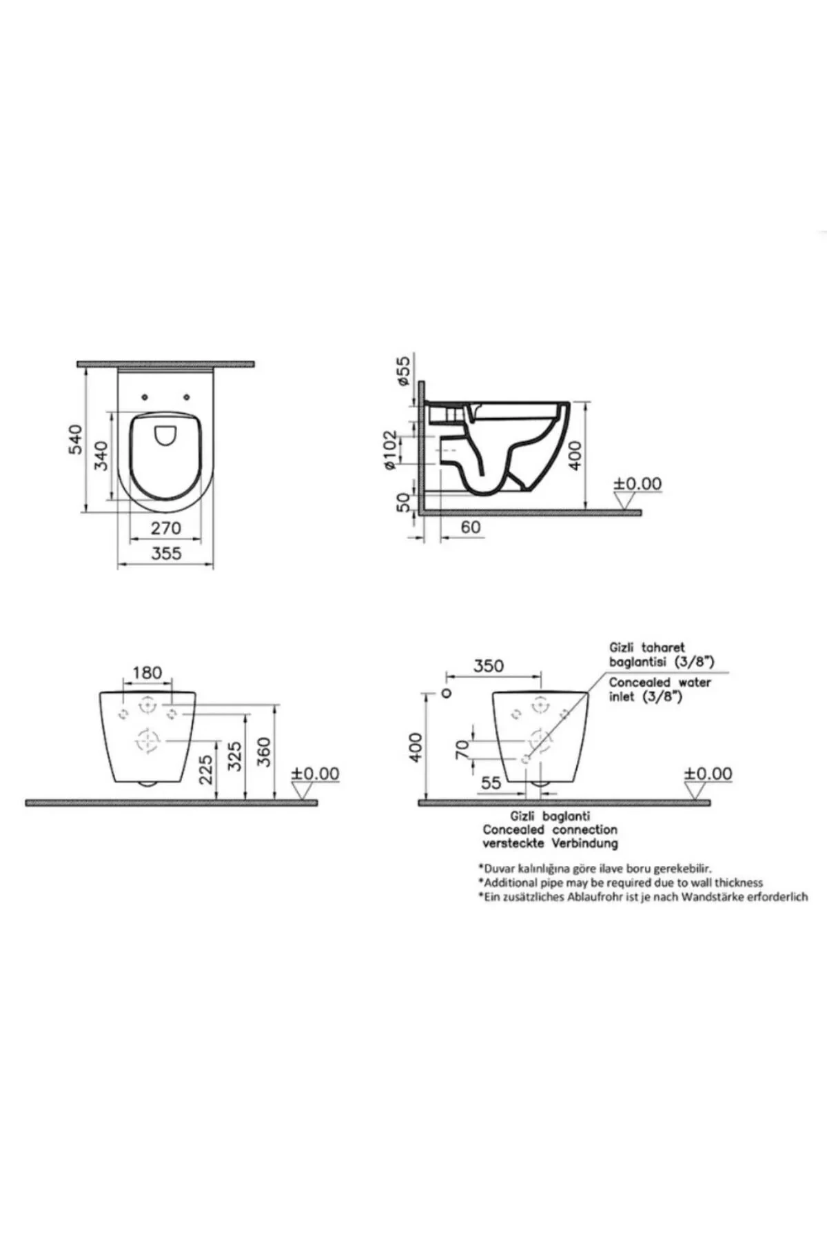 S60 Smoothflush Asma Klozet – Beyaz Kapak Hariç 7510l003-0090