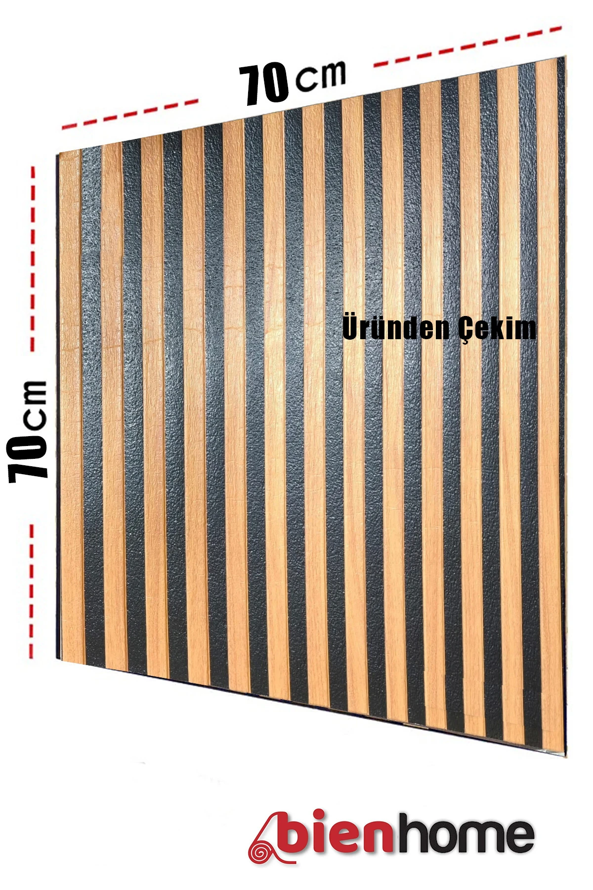 Lambri Panel Ahşap Duvar Çıtası Desenli Kendinden Yapışkanlı Duvar Paneli Köpüğü 70x70cm