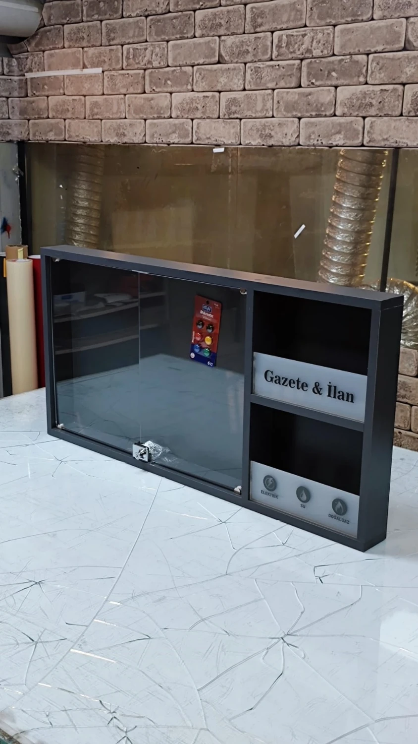 - Apartman Ilan Panosu Faturalık - Dergilik 50X100 cm (Yatay) Antrasit Gri