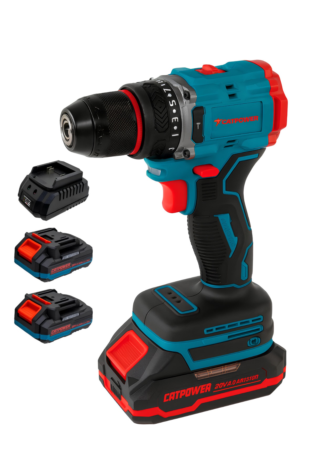 CAT POWER Catpower CAT1020 Akülü Kömürsüz Darbesiz Matkap Vidalama Çift Akülü Çantalı 10MM 20V 2.0AH