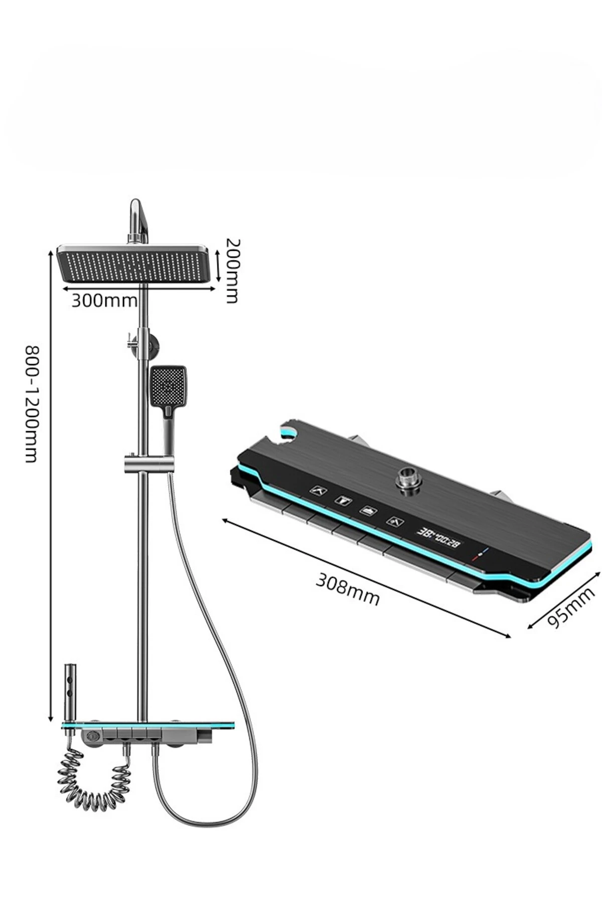 Çok Fonksiyonlu Led Işıklandırmalı Premium Akıllı Duş Seti