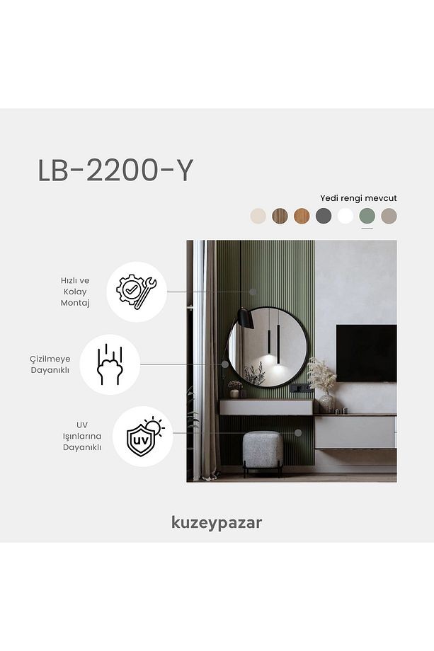 AGT Duvar Lambri Profili Lb 2200- SOFT TOUCH SU YEŞİLİ
