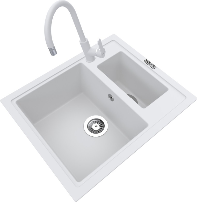Cristalüx Granit Eviye P-04+Swan-3 Beyaz