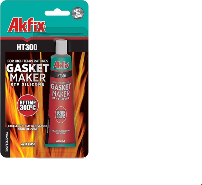 Akfix 300 C Yüksek Isı Silikonu - Sıvı Conta Kırmızı 50 ml