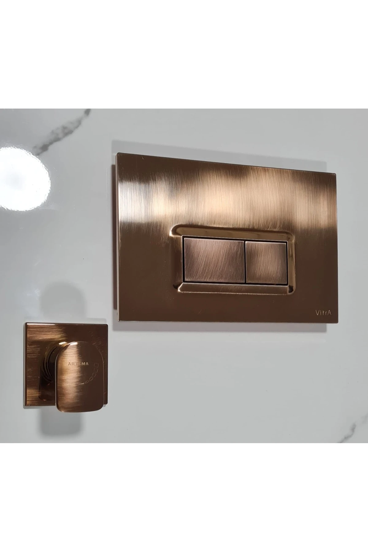 Loop R 7400680 Soft Fırçalı Bakır Kumanda Paneli & Artema Ankastre Stop Valf