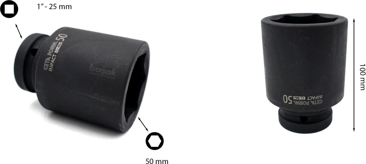 50 mm 1” 6 Köşe Derin Havalı Lokma Anahtar C84-H50