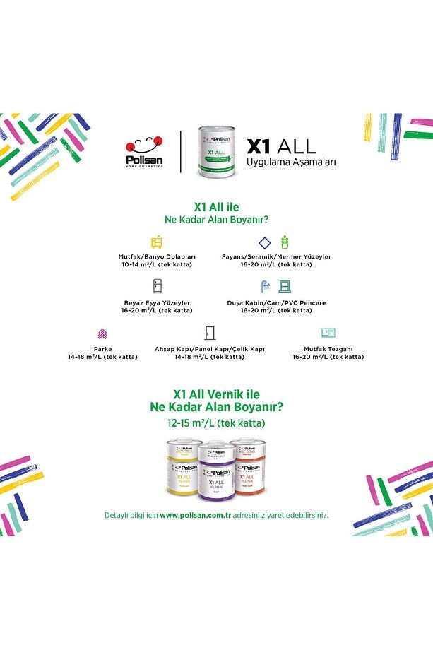 X1 ALL Her Yeri İstediğini Boya-Çizilmez-Yıkanabilir-Isıya Dayanıklı-Kokusuz-Limon Küfü0.75L
