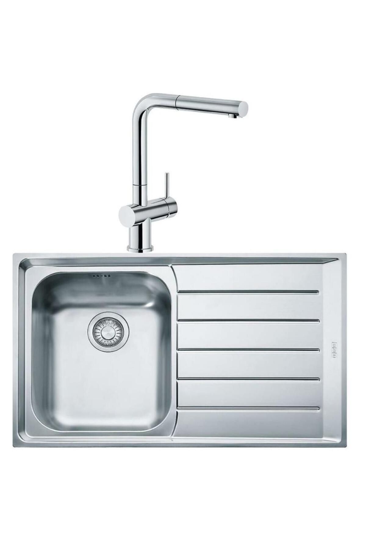 Net 611 Sağ Damlalıklı Çelik Evye ve Active Plus Doccia Krom Batarya