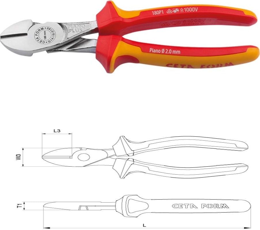 180MM G14-18-0180 1000 V Izoleli Power Yan Keski (Vde Onaylı)