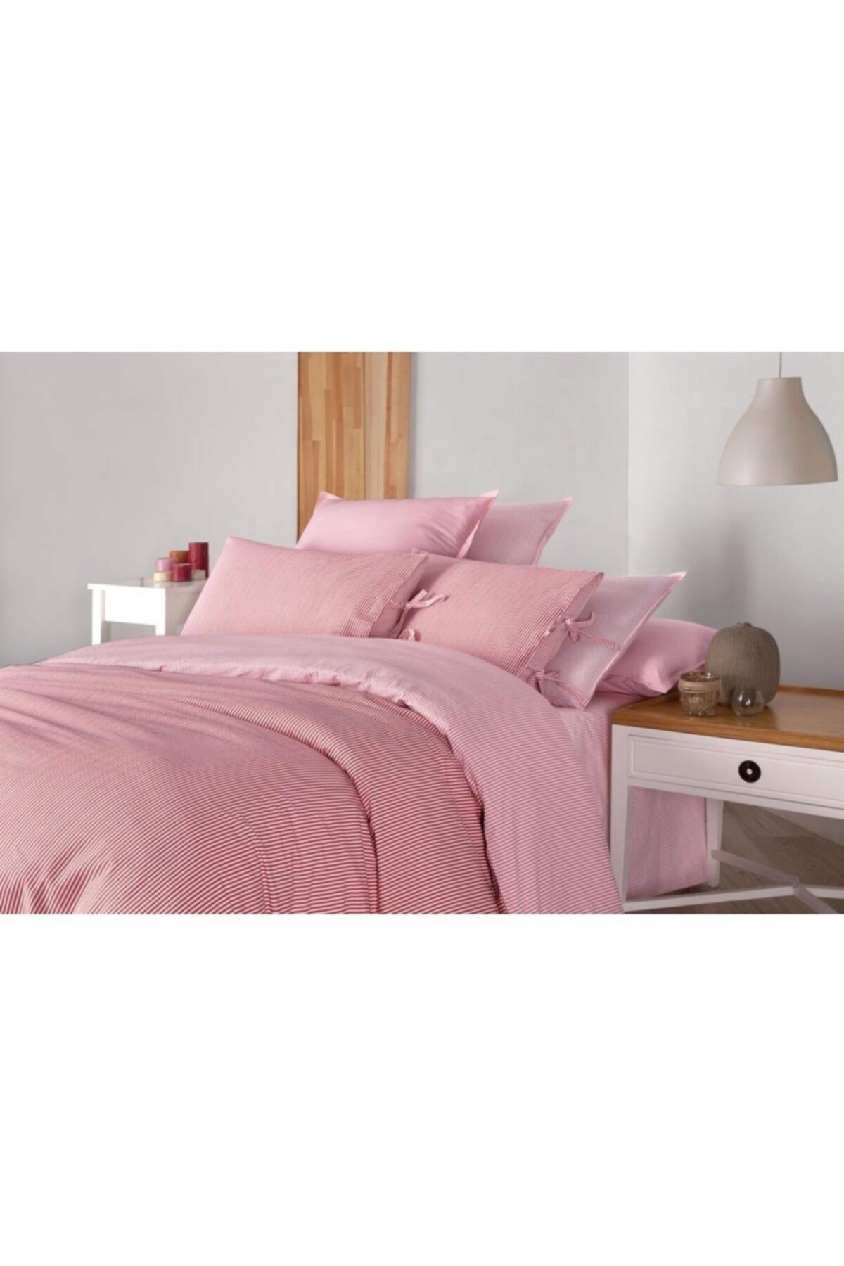 Pembe Danilo Percale Gofre Kumaş Tek Kişilik Nevresim Takımı