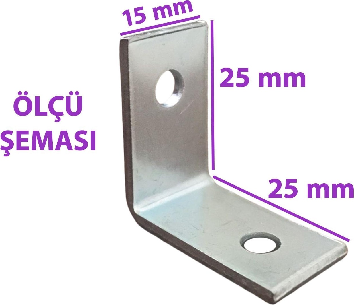 12 Adet Mobilya Eşya Dolap Duvar Sabitleyici Köşe Bağlantı L Demir Gönye Deprem Güvenliği 25 x 25 x 15 mm