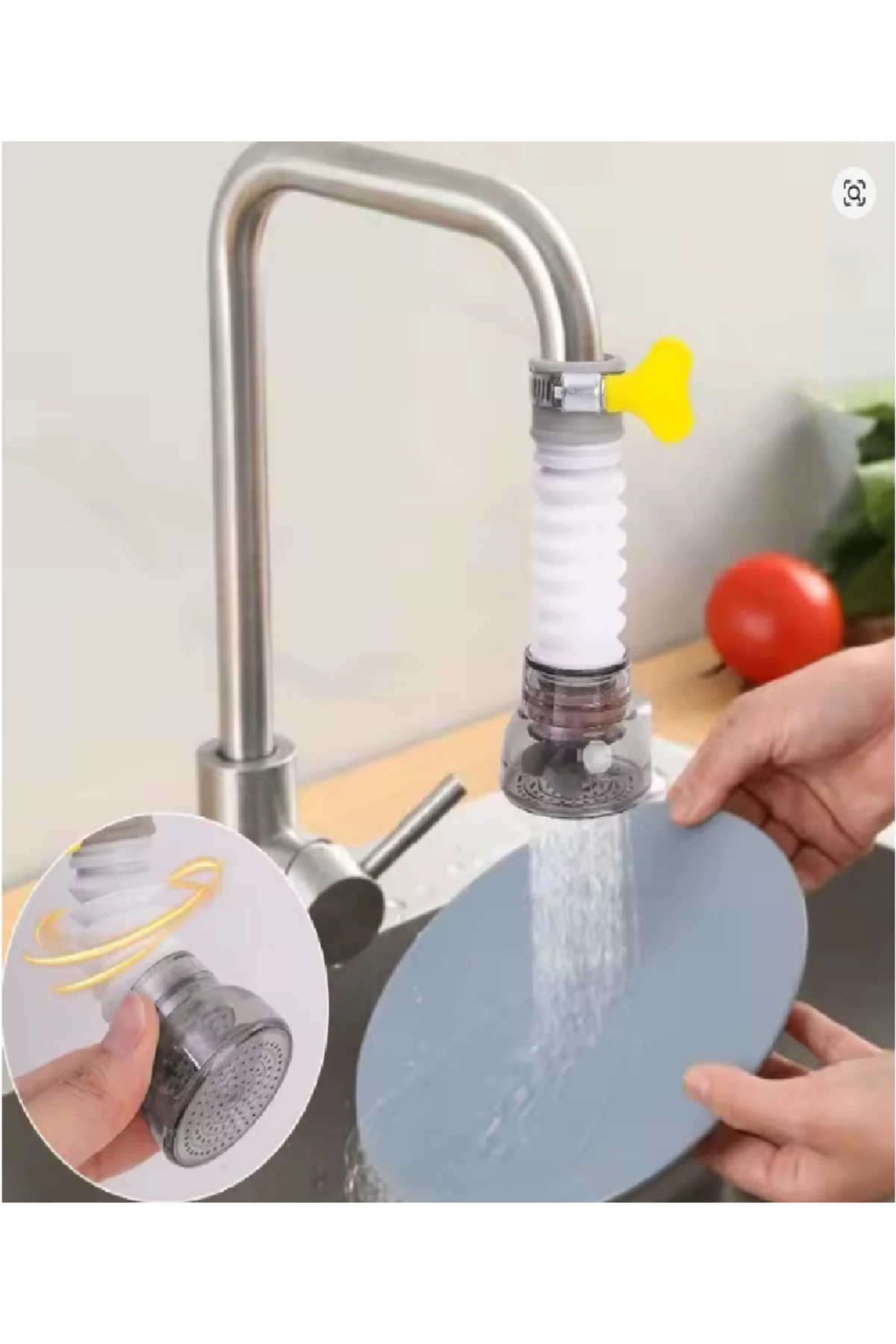 Su Tasarruflu Musluk Başlığı – 360° Döner, Filtreli & Kireç Önleyici Aparat