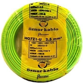 Nhxmh Yanmaz Kablo 2.5 Luk Sarı Yeşil -Hes (100 Metre)