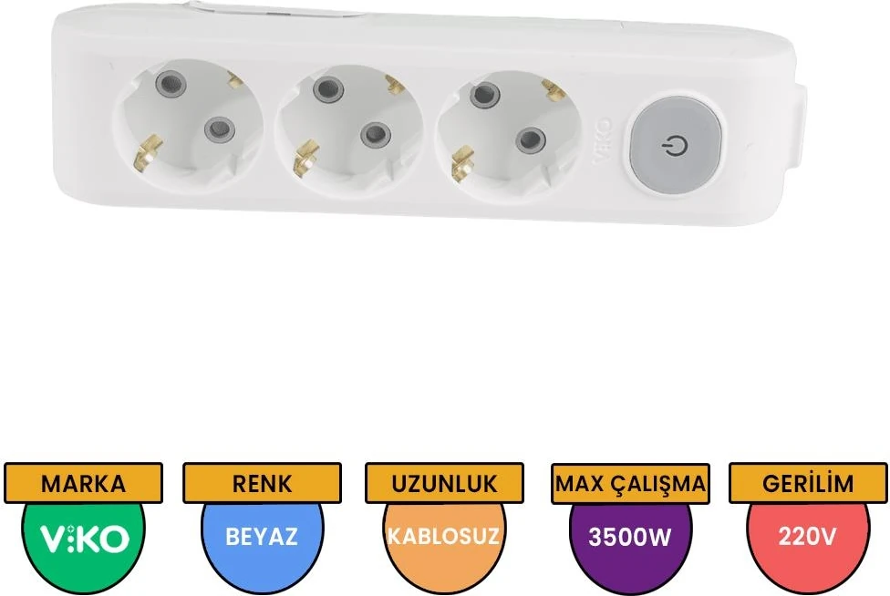 3'lü Priz Anahtarlı Topraklı Klemensli Çocuk Kilitli