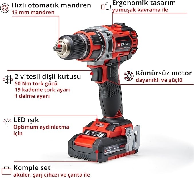 Te-Cd 18/2 Li Kit (2x1,5 Ah), Akülü Vidalama Aksesuarsız