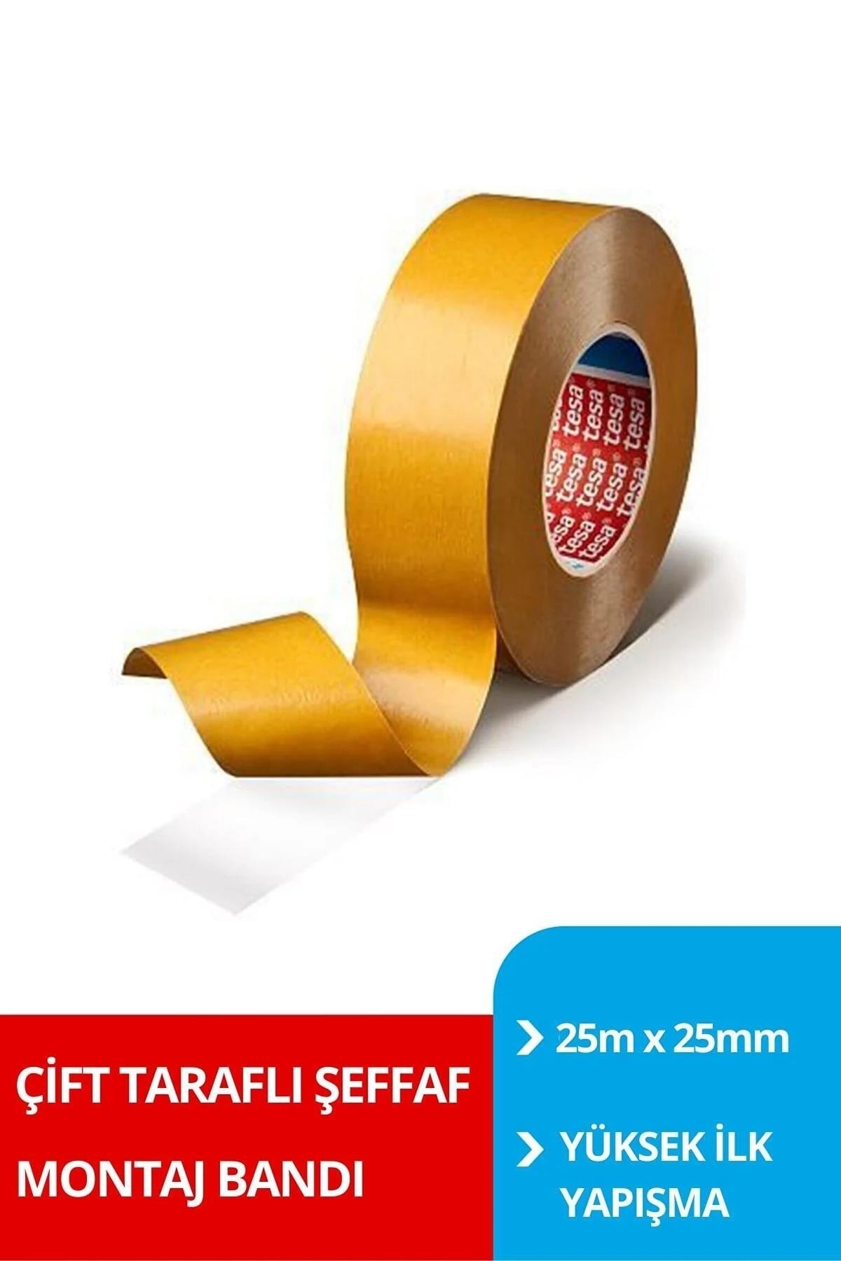 Çift Taraflı Filmik Bant, Genel Amaçlı Filmik, Şeffaf, 25m X 25mm