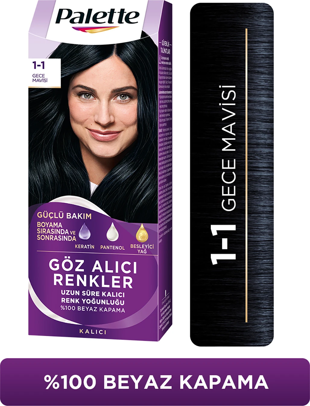 Göz Alıcı Renkler 1-1 Gece Mavisi Pentanol & Besleyici Yağ İçeren Saç Boyası 115 ml