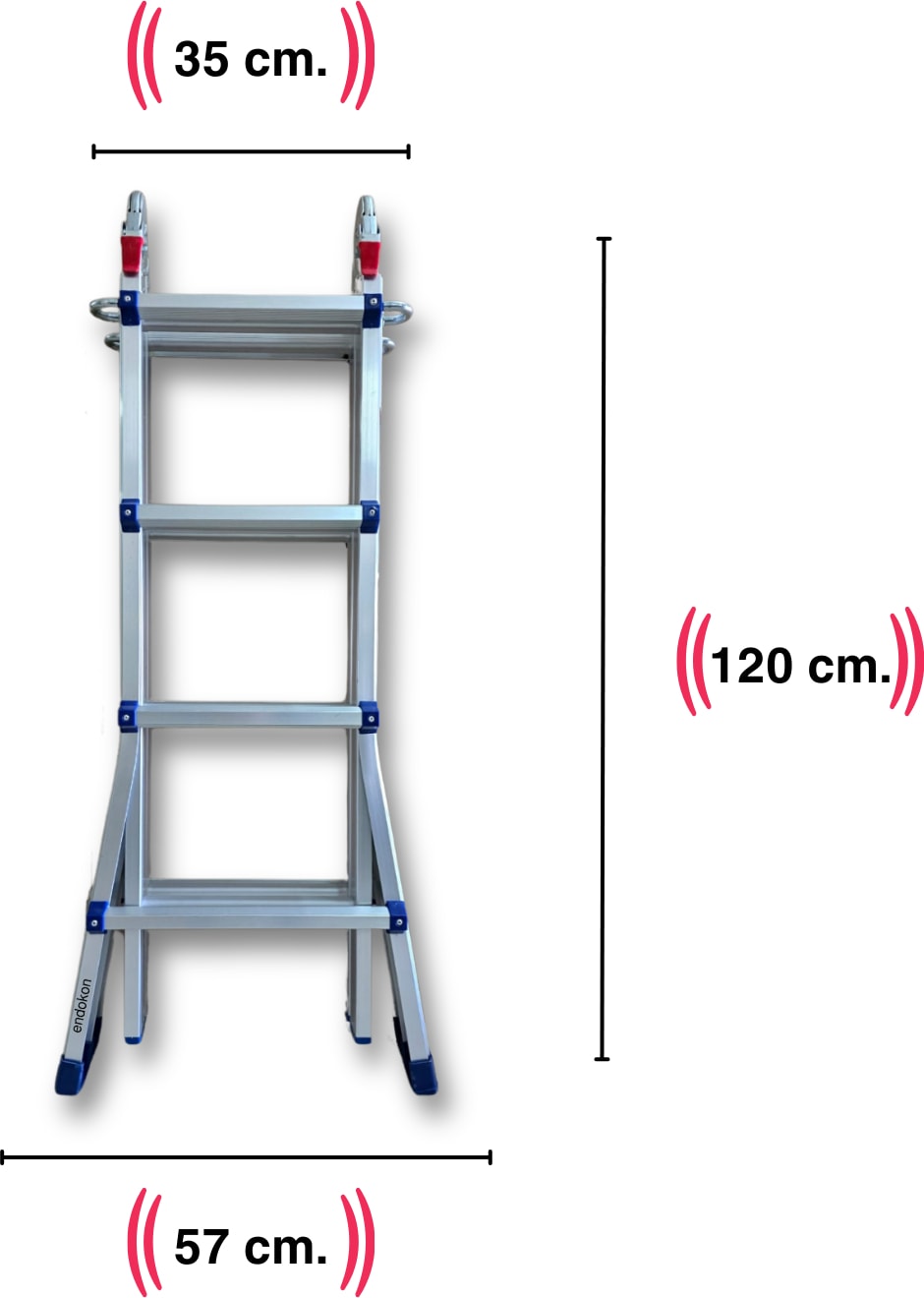 398 Cm. 14 Basamak A ve I Tipi Katlanıp Uzayabilen Mini Dev Alüminyum Merdiven