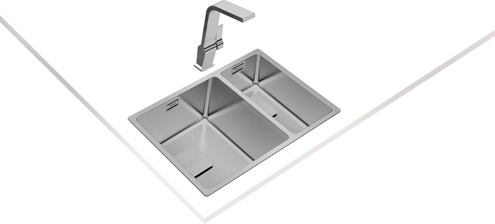 FLEXLINEA RS15 2B 580 Ankastre/Tezgaha Sıfır/Tezgahaltı Eviye Paslanmaz Çelik 58 cm 115030010