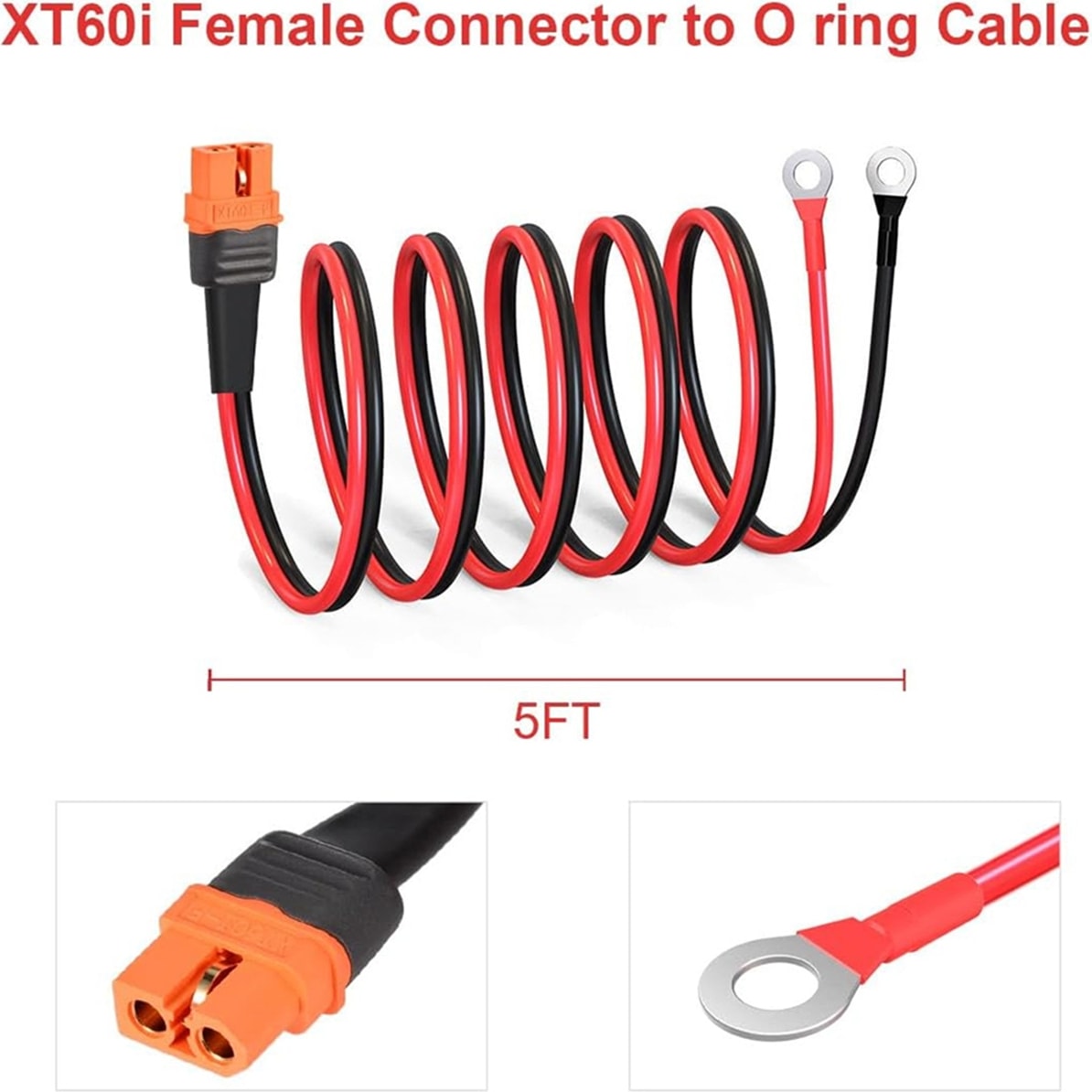 12AWG XT60I Dişi - O-Ring Konnektörü Kalaylı Telli, Rc Pil Güneş Taşınabilir Güç Istasyonu ve Güneş Paneli Için (Yurt Dışından)