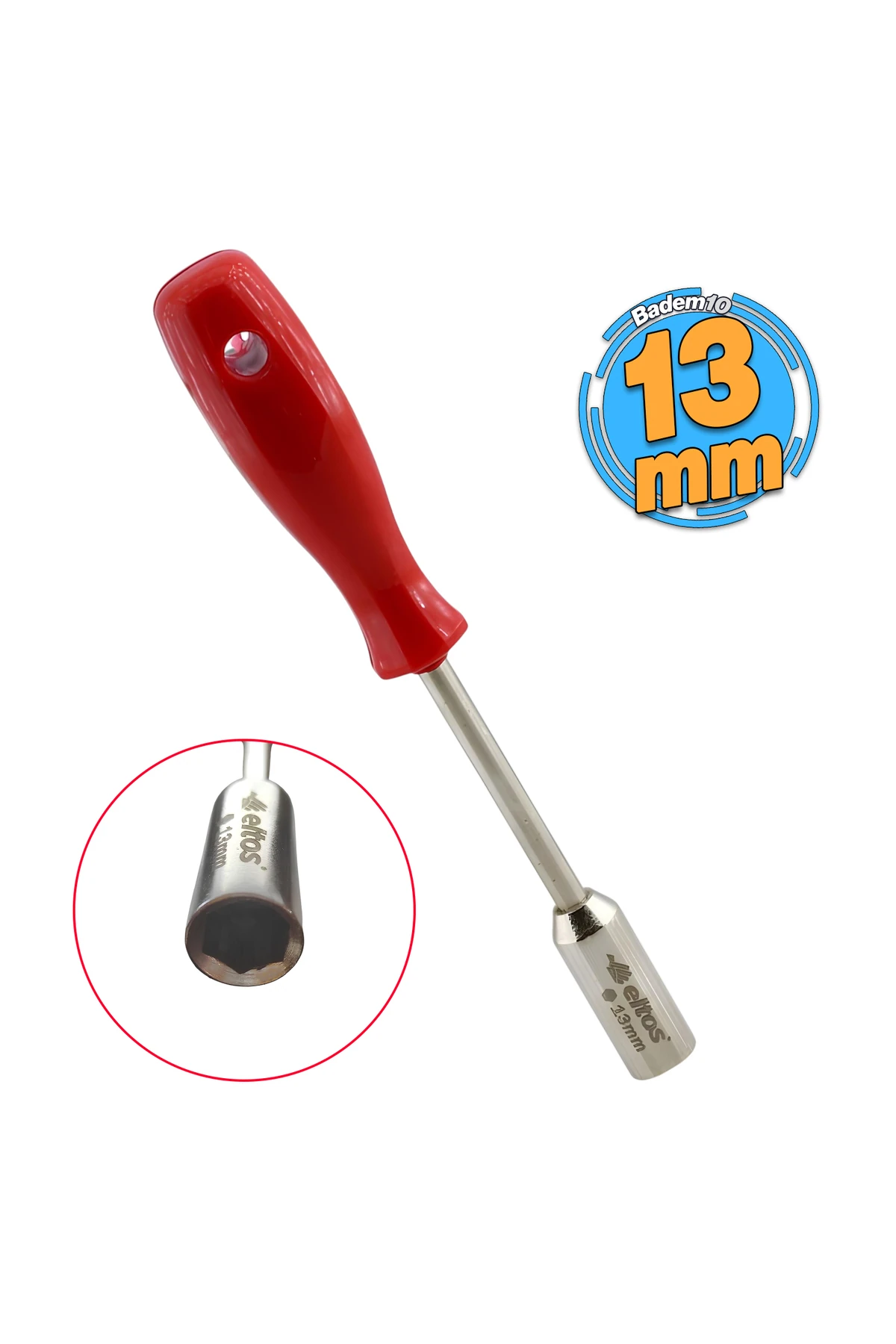 Lokma Uçlu Tornavida 13 mm Altıgen Köşeli 23 cm Plastik Saplı 1 Adet 230 mm