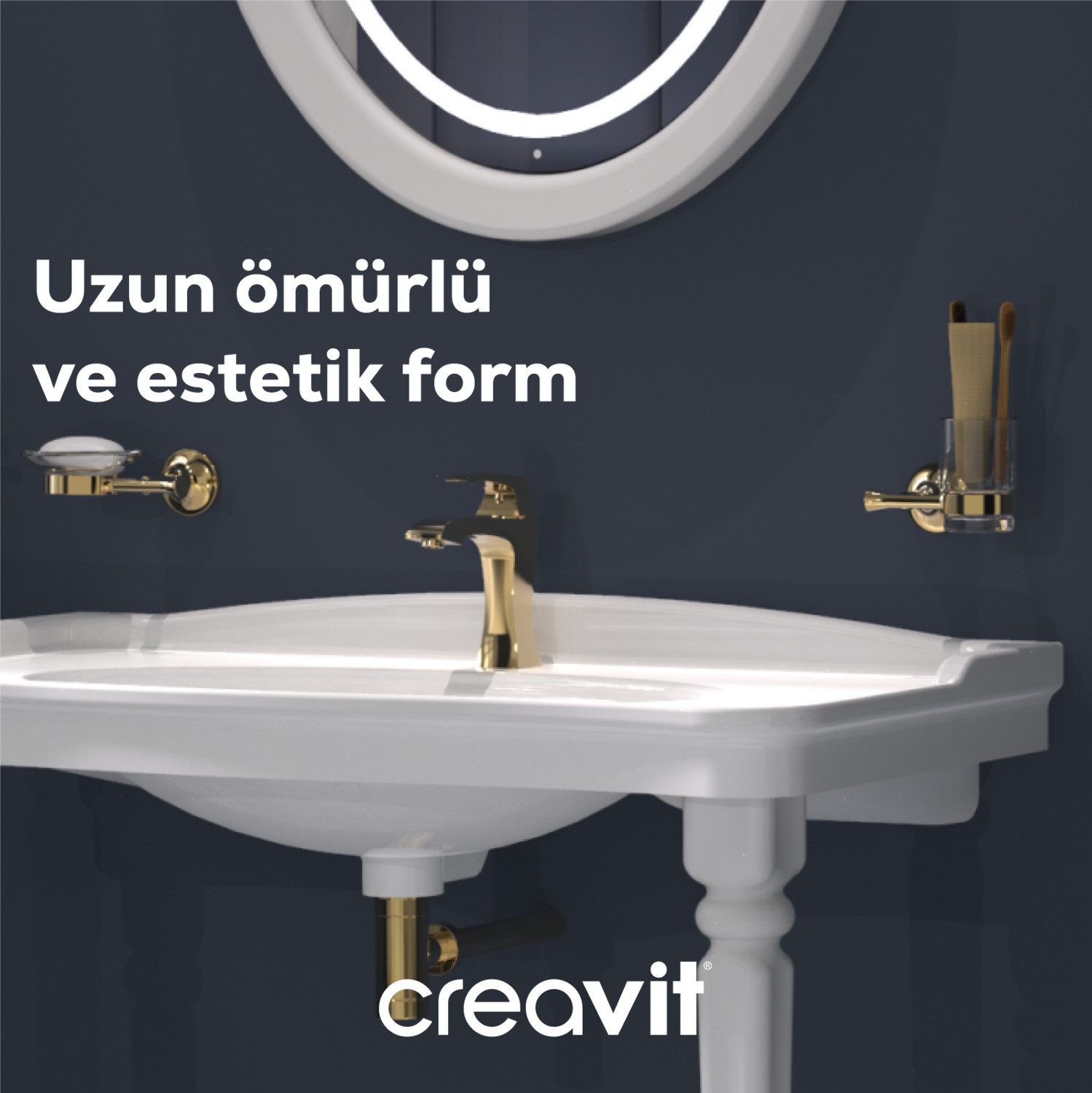 Lavabo Sifon 33 cm G1 1/4 - Altın