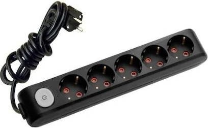 Multi-Let Anahtarlı Siyah 5'li Topraklı Çocuk Korumalı Grup Priz - 5 Metre