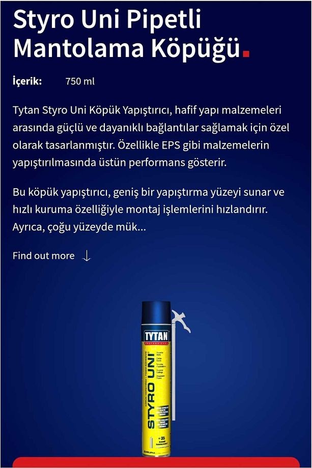 Poliüretan Mantolama Köpük Yapıştırıcı Pipetli (12 adet)
