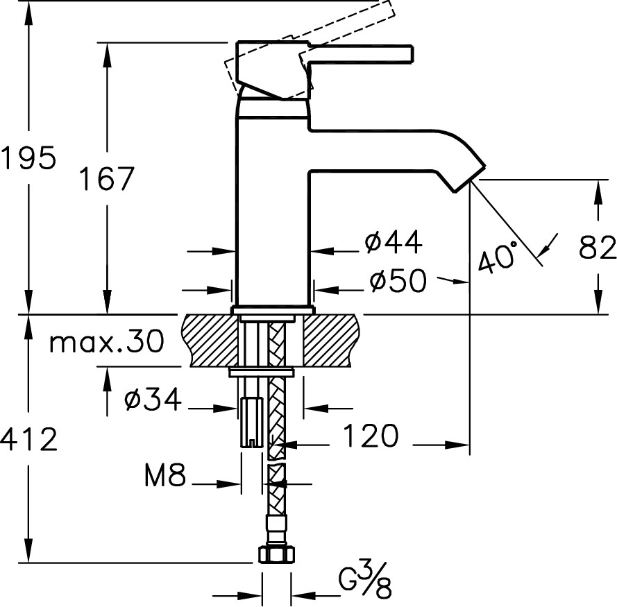 Minimax S A41984 Lavabo Bataryası, Krom
