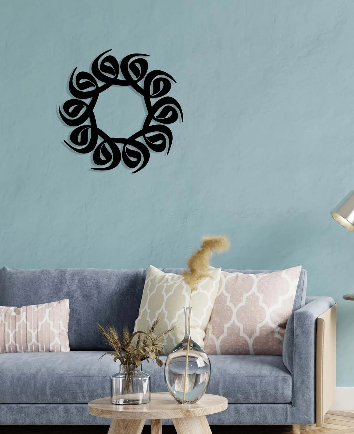 -Vav Harfi Islami Metal Tablo - Islami Ev Dekorasyonu - Dini Duvar Tabloları - 50 X 50 - Cm - Sıyah-Islm-179