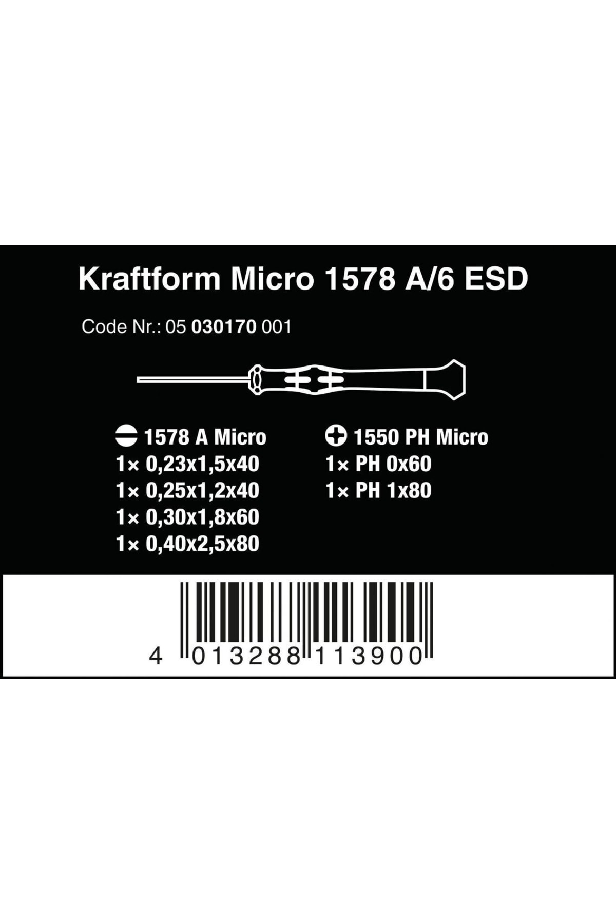 WERA 1578 A Esd Mikro Tornavida Seti 6'lı 05030170001