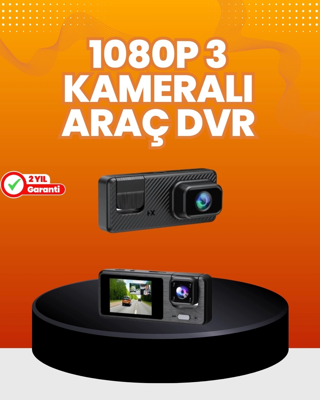 Araç Içi Güvenlik Kamerası | 3 Kanallı, 24 Saat Park Kaydı Destekli