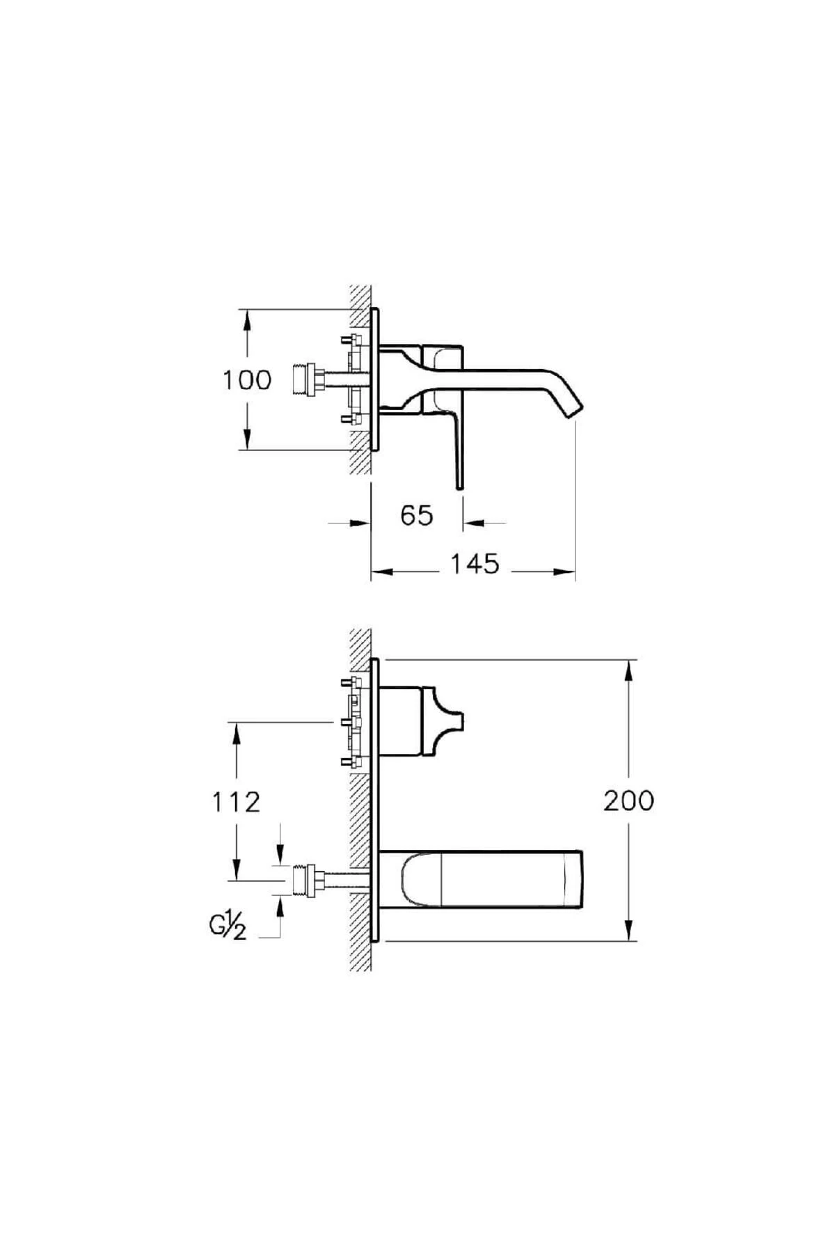 Suit U A4248726 Ankastre Lavabo Bataryası Sıva Üstü Bakır