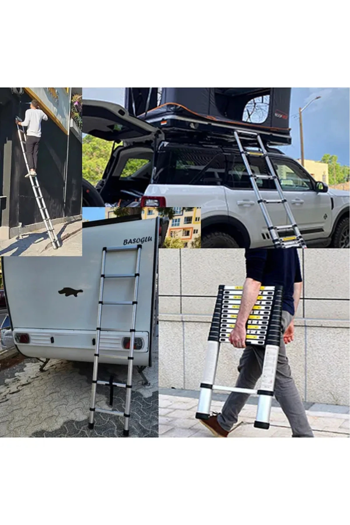 Teleskopik Alüminyum Merdiven 2.6m | EN131 Sertifikalı | Sürgülü Uzayan Ev İnşaat Kamp Merdiveni