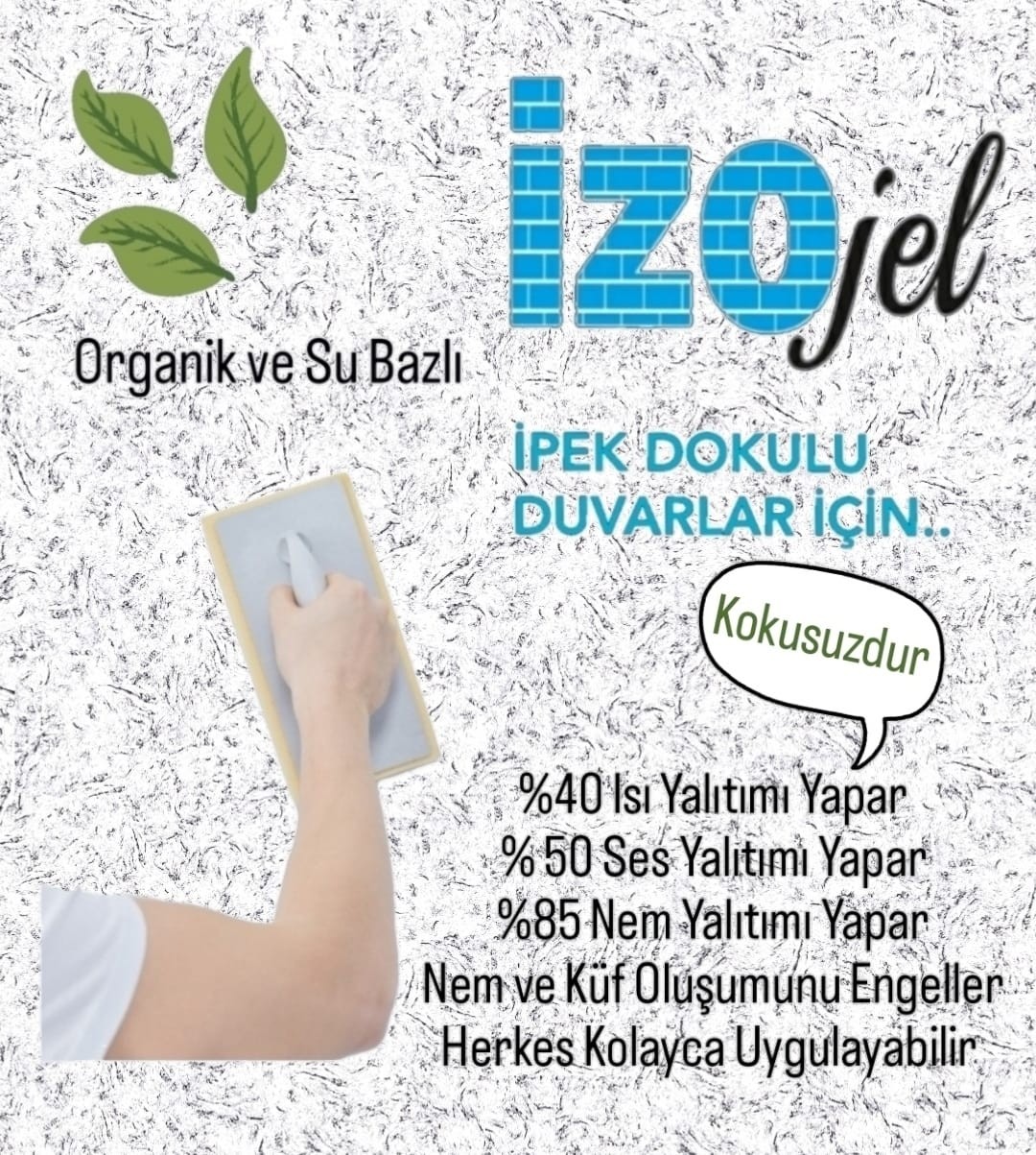 Izojel Organik Ipek Sıva - Dekoratif Yalıtım Sıvası - Ses & Isı & Nem Yalıtımı 4 Mt2 - İzo-066