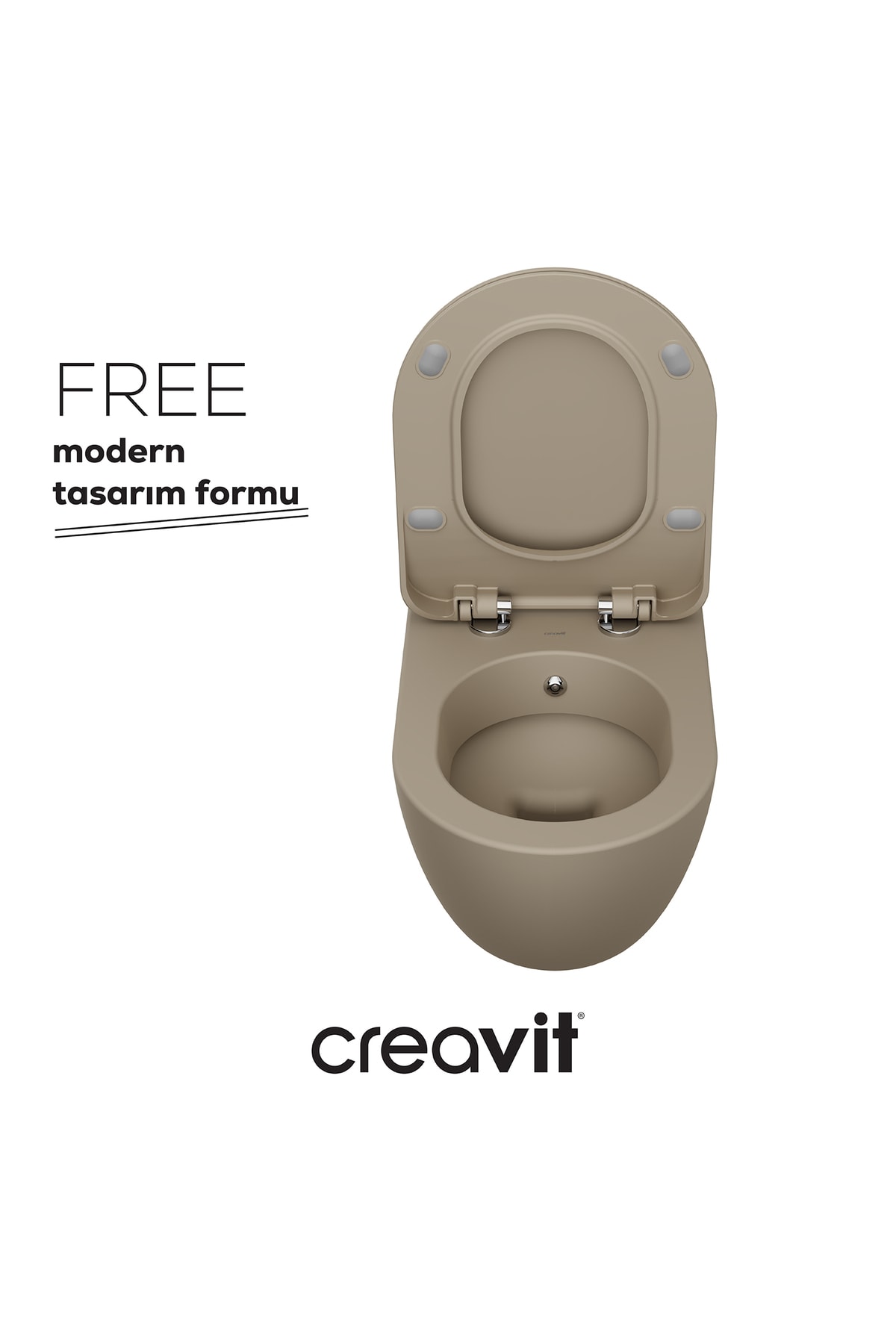 Free Duroplast Yavaş Kapanan Klozet Kapaklı Mat Cappucino Set