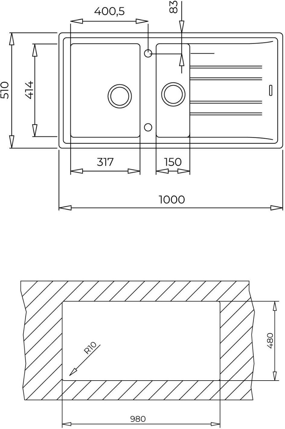 Stone 60 B-Tg Metalik Siyah Evye-Ark 938 Siyah Armatür Seti