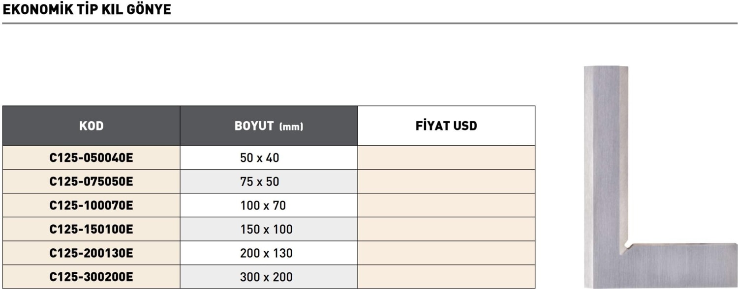 200X 130MM Pld Ekonomik Tip Kıl Gönye