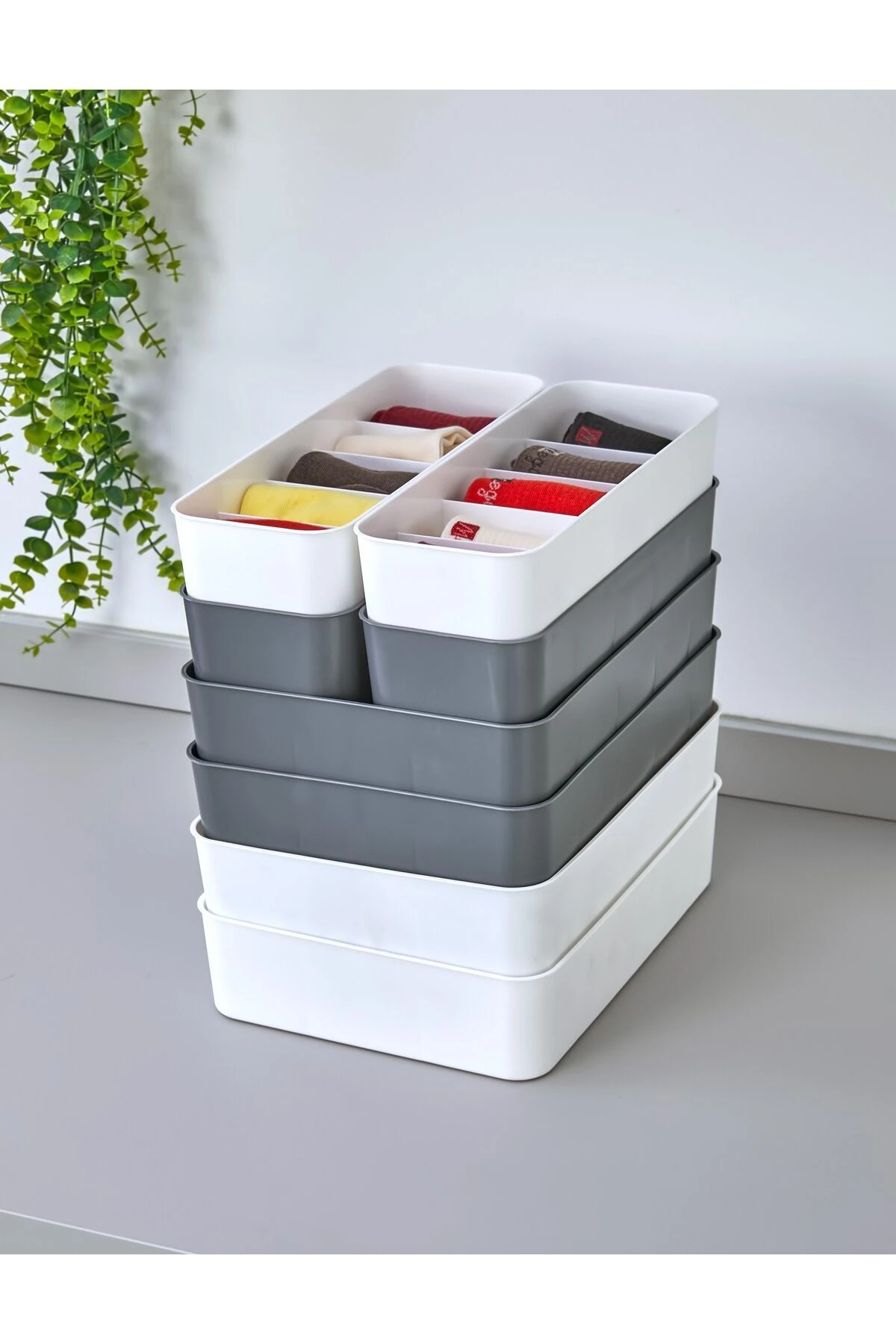 3'lü Set Bölmeli Makyaj Takı Organizer, Banyo Mutfak Düzenleyici 15gözlü 1adet, 5gözlü 2adet ANTRAST