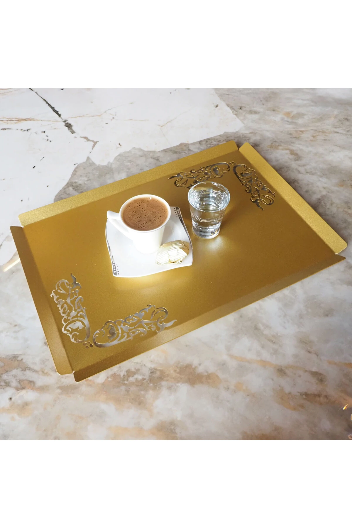 İslami Motifli Metal Servis Tepsisi - Ev Dekorasyonu - WAMH189