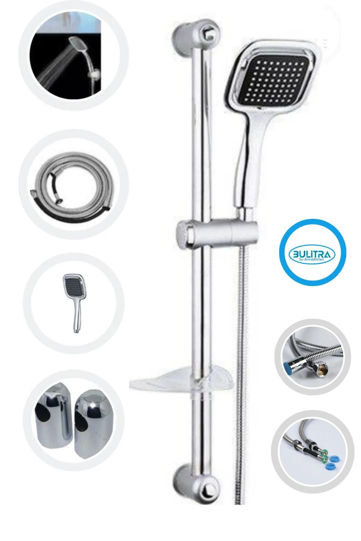 Sürgülü Duş Takımı Seti Duş Hortumu Ve Duş Başlığı Banyo Seti