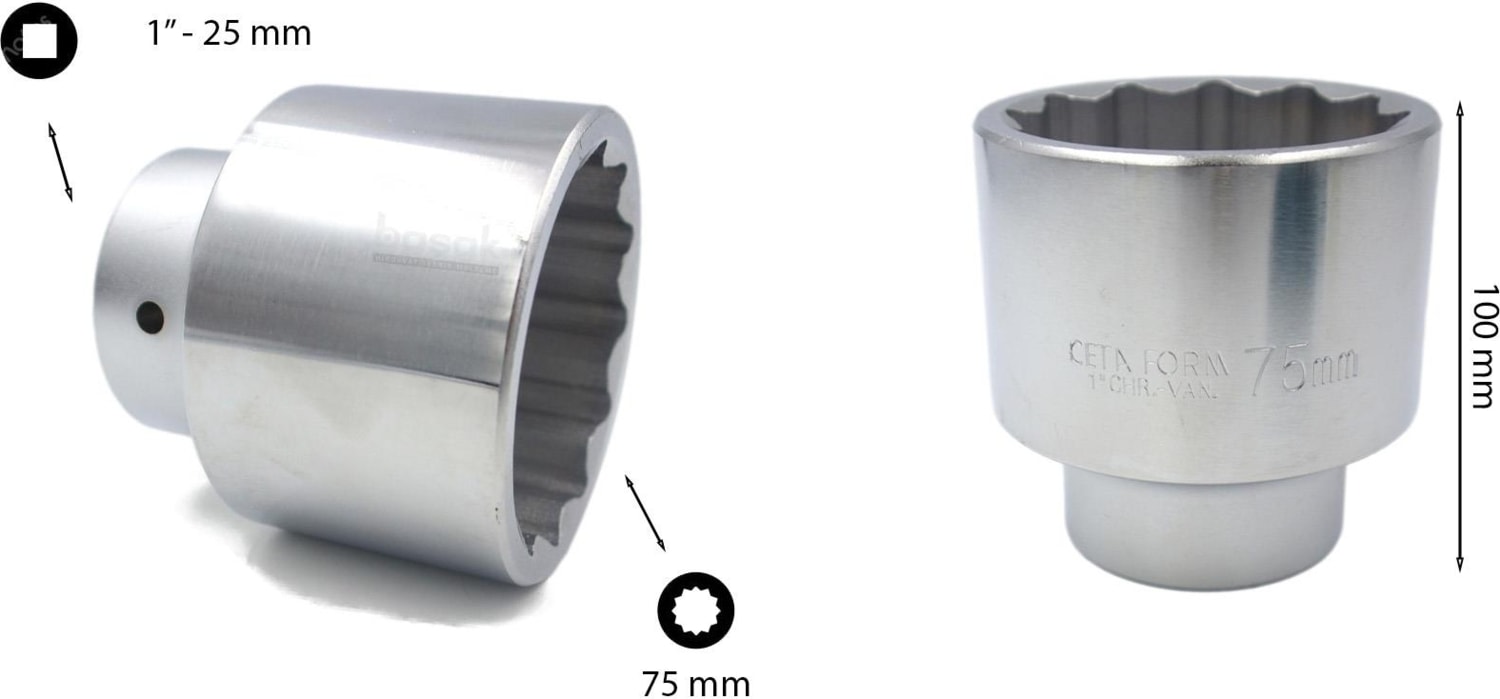 75 mm 1” 12 Köşe Yıldız Lokma Anahtar C42-B75