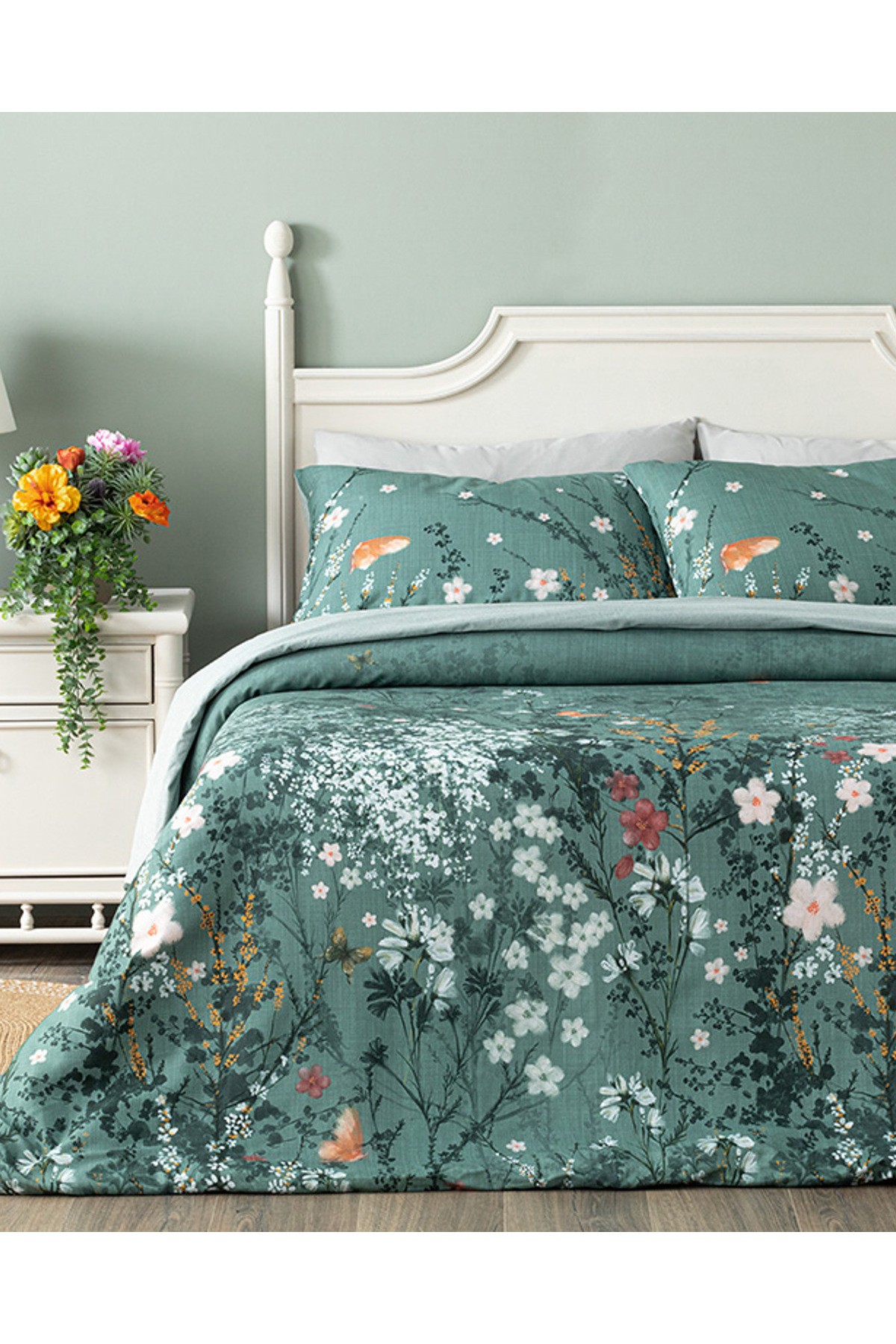Sweet Spring Dijital Baskılı Soft Cotton Çift Kişilik Nevresim Takımı 200x220 Cm Yeşil