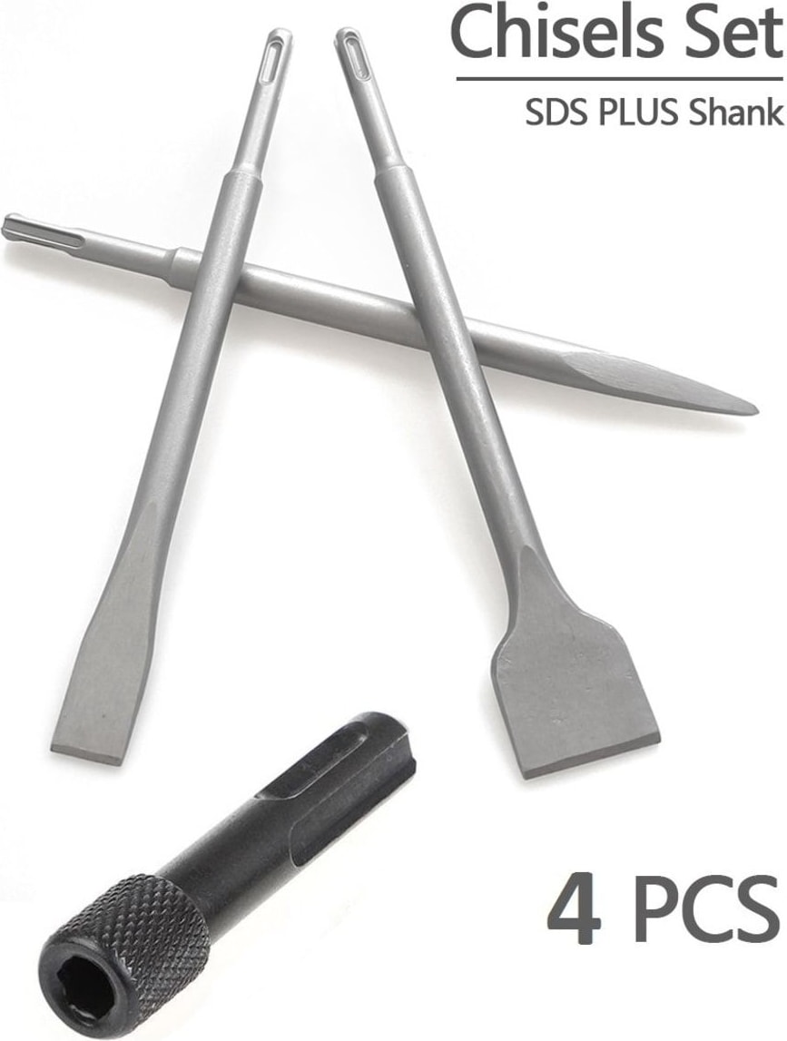 Kırıcı Delici Matkap İçin Sds Plus Matkap Uç Seti Murç Keski 1/4 Hex Vidalama Adaptörü 4 Parça