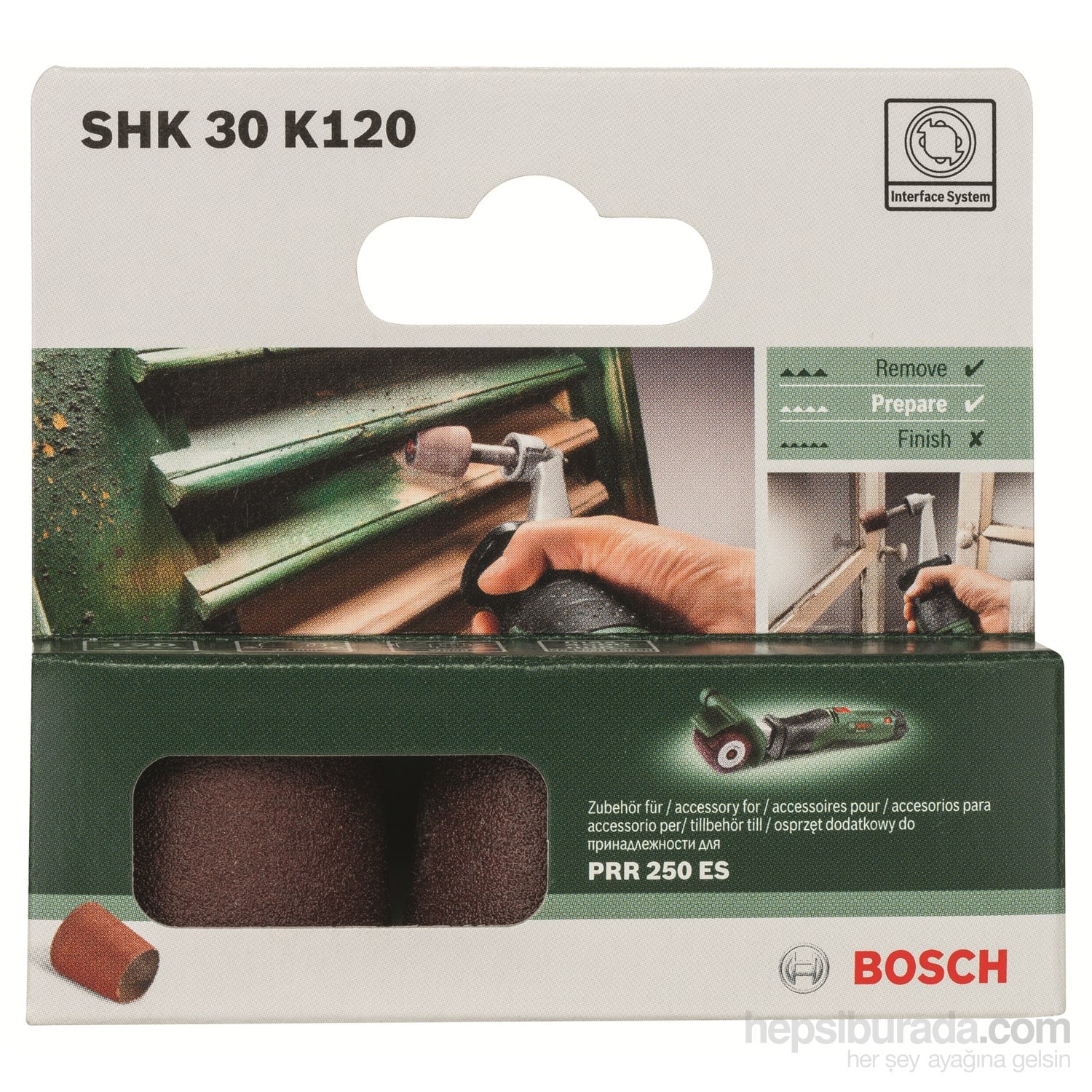 BOSCH Prr 250 Es Konik Rulo Zımpara Aksesuarı - 30Mm, 120 Kum - 3 Adet