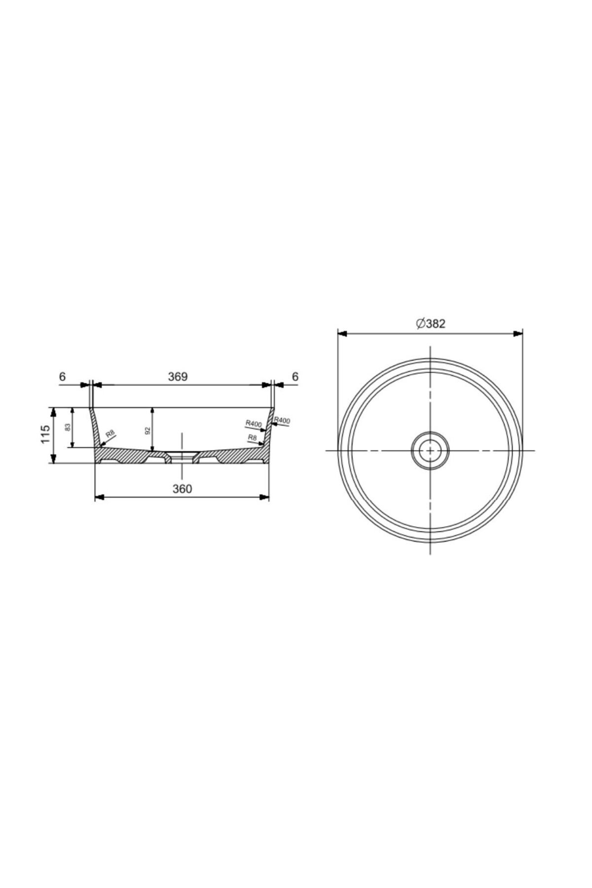 Sottıle Slım Lıne Tezgah Üstü Yuvarlak 38cm. Lavabo - Parlak Burgonya Bordosu