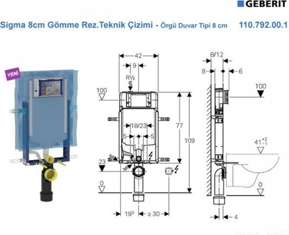 Geberıt Sigma Gömme Rezervuar, Ince, Kombifix 110.792.00.1