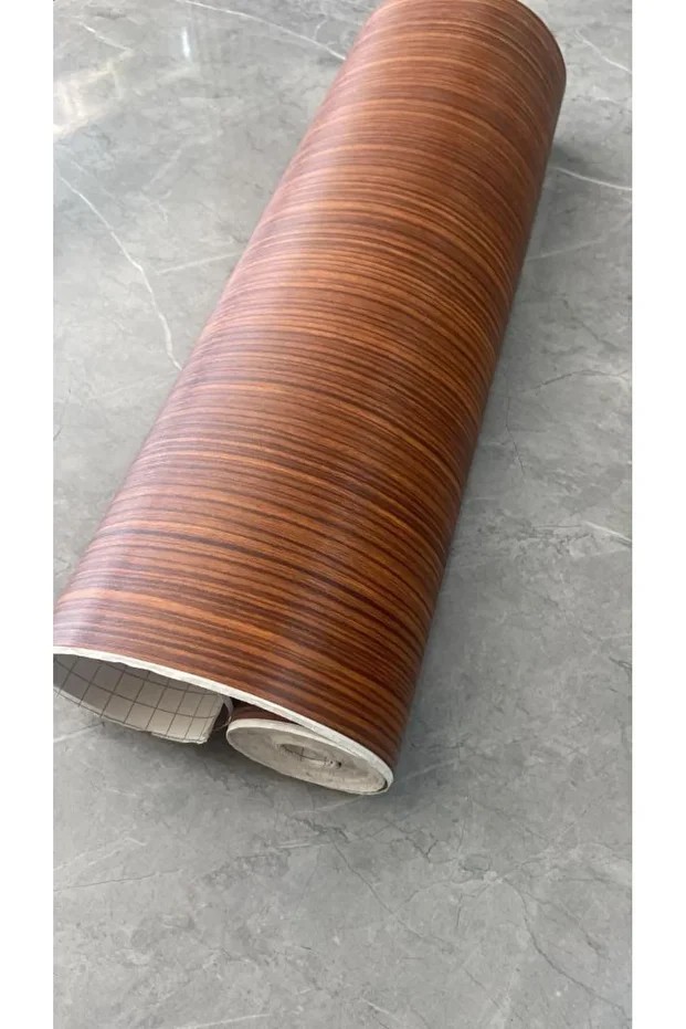 45cm x 10 Metre 1 Rulo Folyo Yapışkanlı Kestane Ahşap Görünümlü Mutfak Duvar Kaplama Folyosu Kağıdı