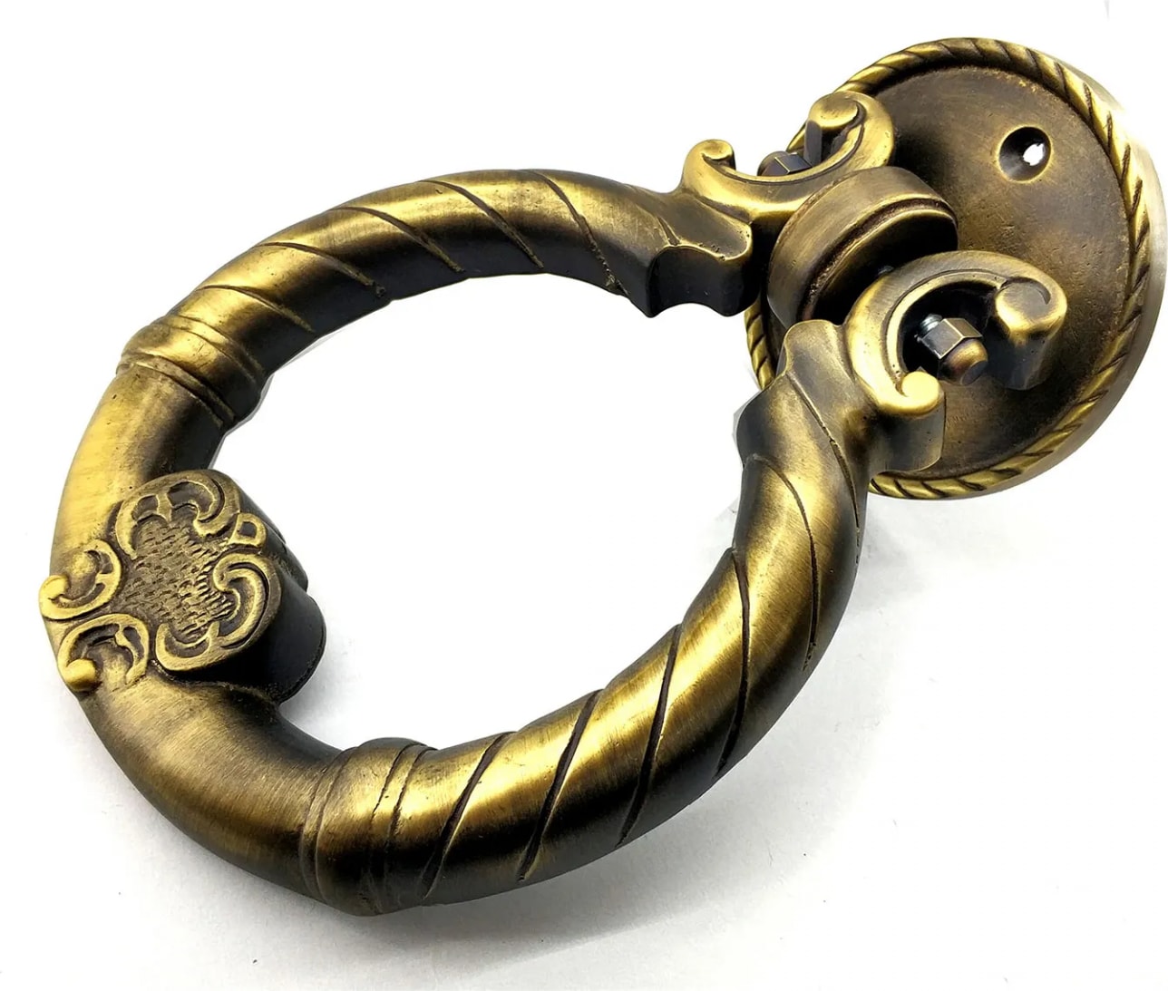 Antika Tarz Dekoratif Pirinç Saray Kapı Tokmağı, Taktak - 97MM, Antik